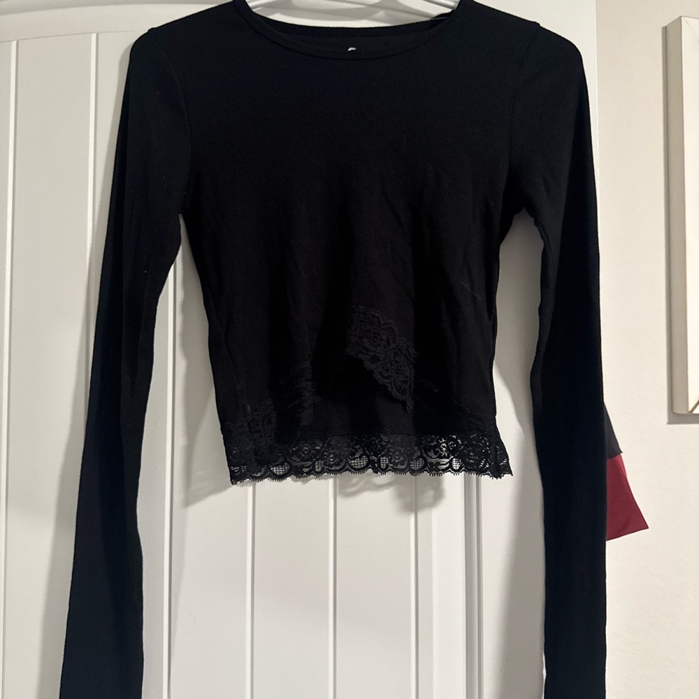 Elegant Black Lace Trim Top